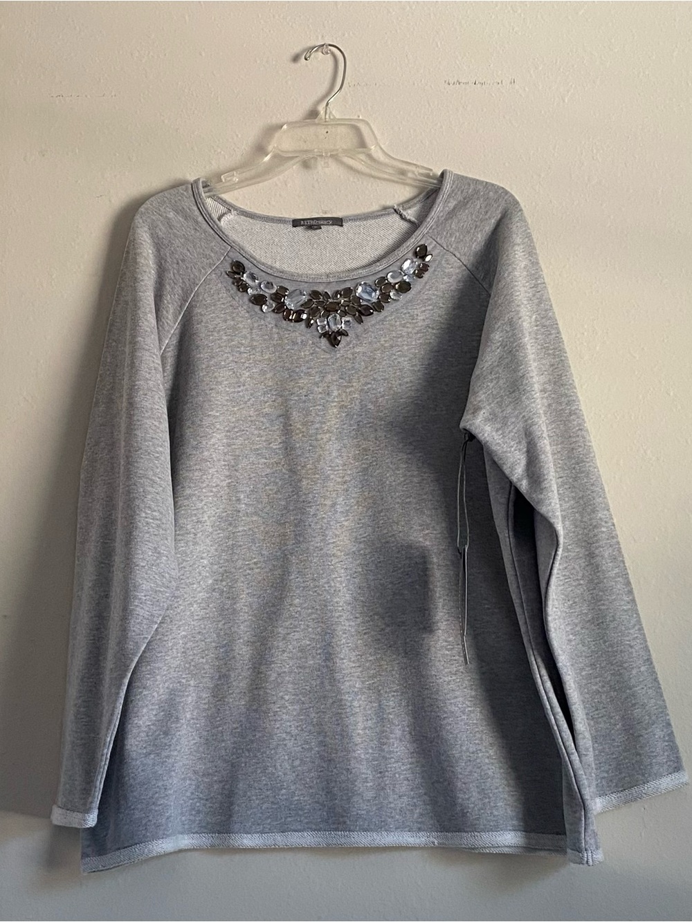 Retro-ology Embellished Gray Women's Sweatshirt Top Size 1X